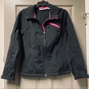 Soft Shell Jacket S 4-6 Women’s Hooded Full Zip Black Pink Free Tech